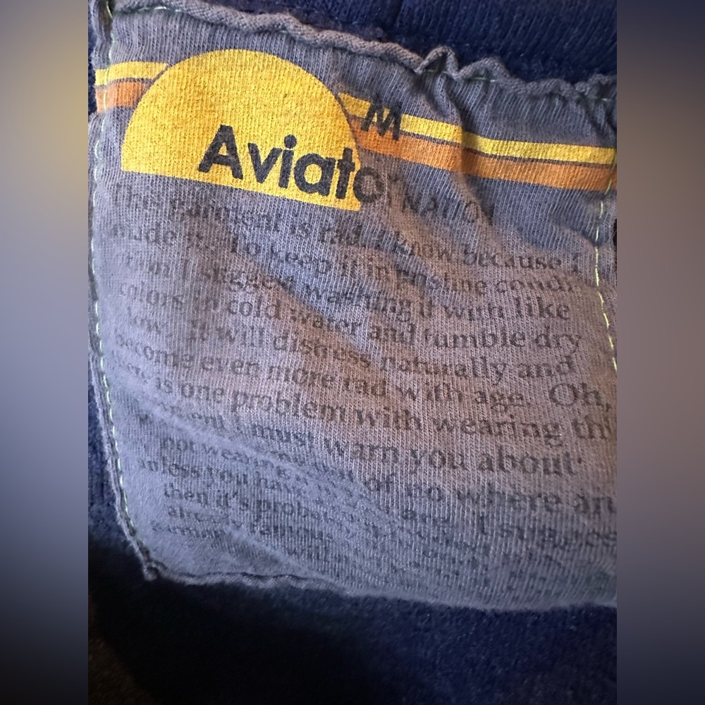 Aviator Nation Dark Blue Hoodie with Colorful Stripes. Men’s Medium - Picture 7 of 7